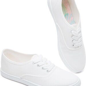 Women's Lightweight White Canvas Sneakers - Perfect for Everyday Style, Size 8
